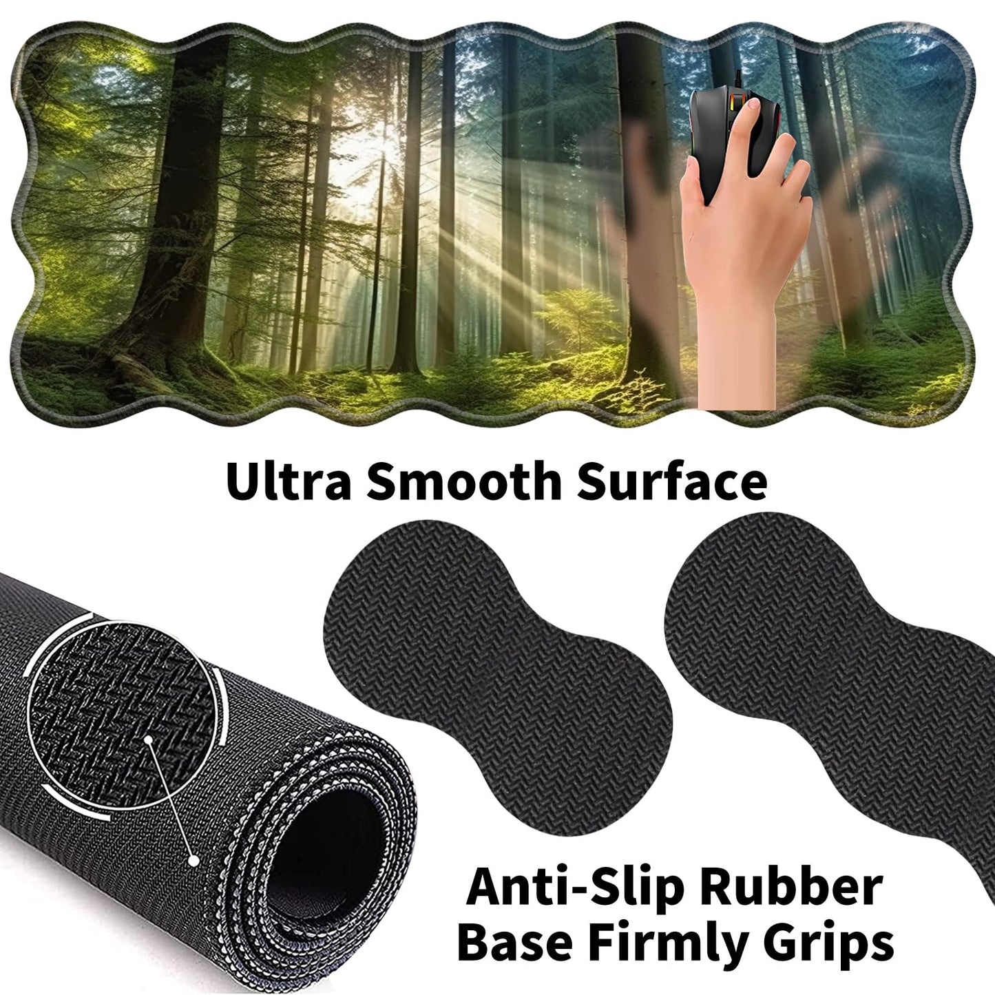 Gaming Mouse Pad Set with Wrist Support, 31.5"x11.8" Large Non-Slip Desk Mat, Ergonomic Keyboard