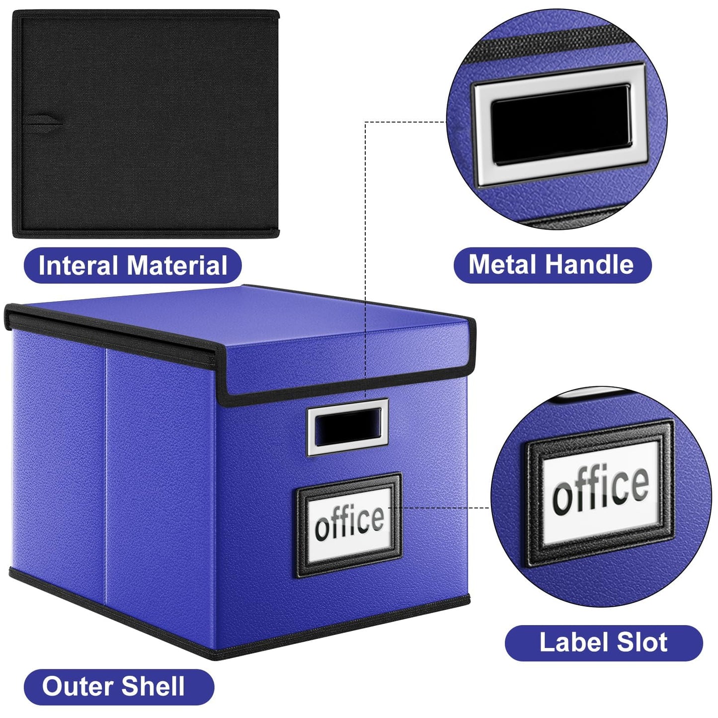 Huolewa File Organizer Box with Lids, Collapsible File Folder Organizer