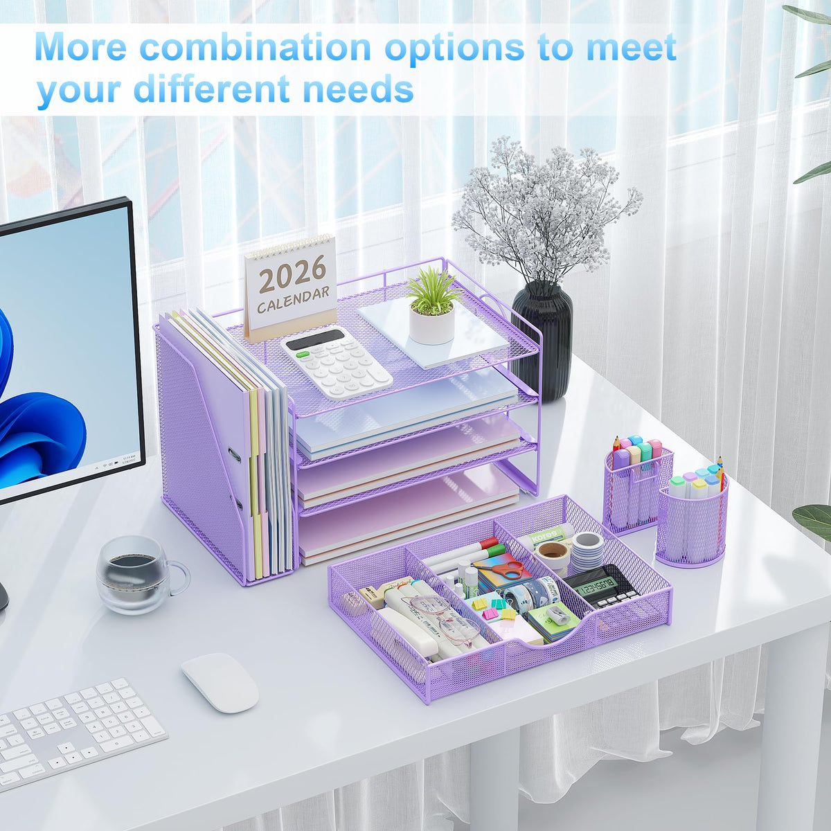 gianotter Desk Organizers and Accessories with File Holder, 4-Tier Desk Accessories & Workspace