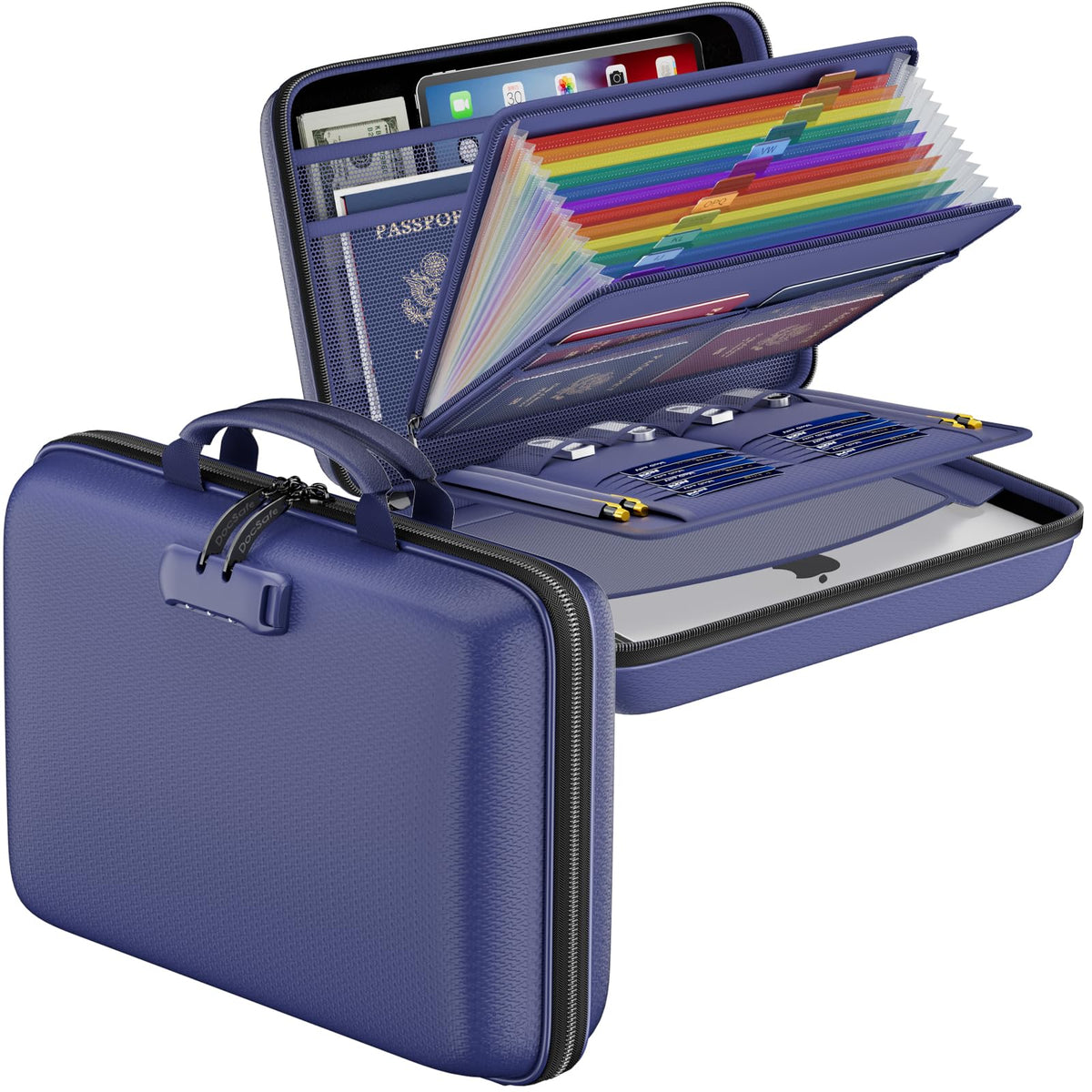 DocSafe Fireproof File Organizer with Lock, Hard-Shell Case Fireproof Document Box with 13 Pocket