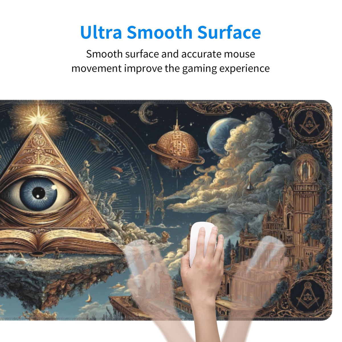 Gothic Masonic Mouse Pad Extended Large Gaming Mouse Pad XL Stitched Edges for Gamer Home Office