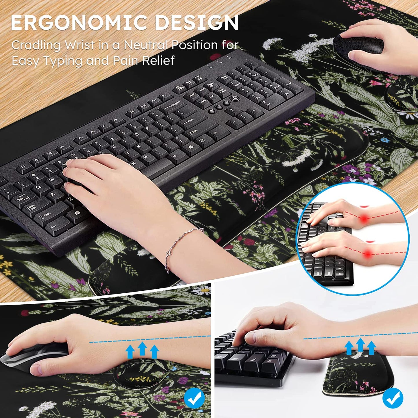 iCasso Floral Writing Pad 35.4"x15.7", Desk Protector for Workspace