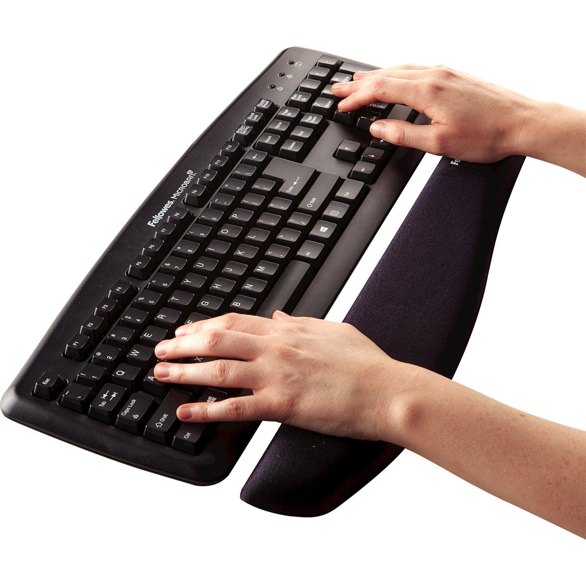 Fellowes PlushTouch Foam Keyboard Wrist Rest with MICROBAN - Black (9252101)