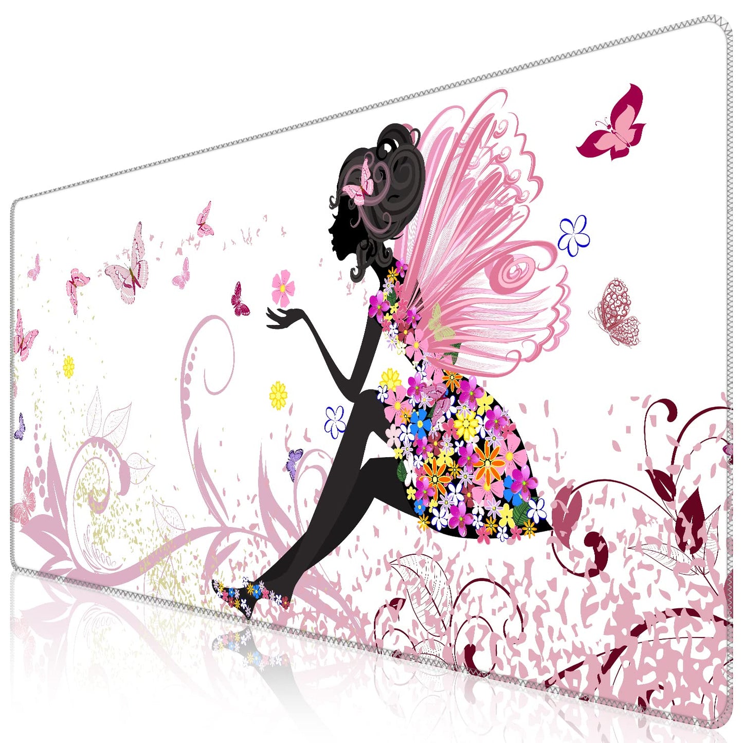 iCasso Extended Gaming Mouse Pad 35.4x15.7in,Game,Home,Butterfly Girl