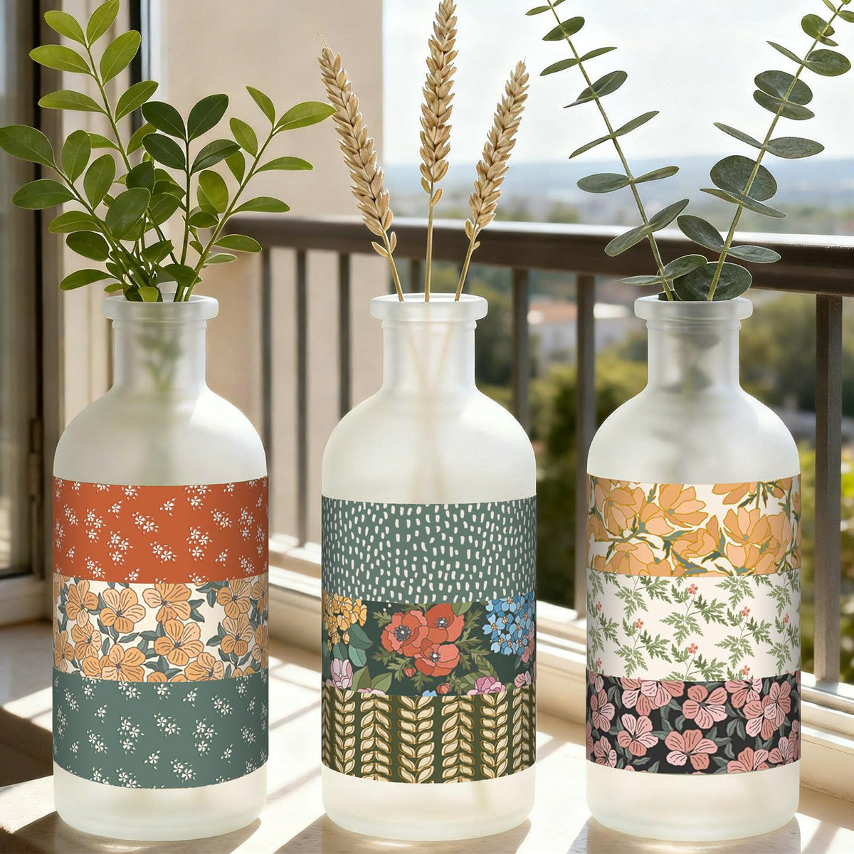 YooNotee 12 Rolls Floral Washi Tape Set,Warm Tones,Botanic