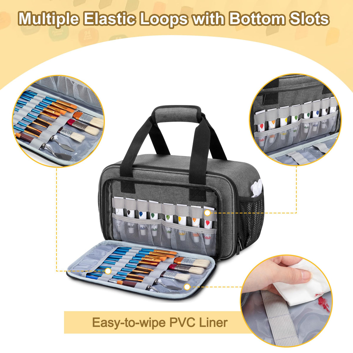 Case Organizer for up to 216 Markers, Large Mark Bag With Carrying Handle