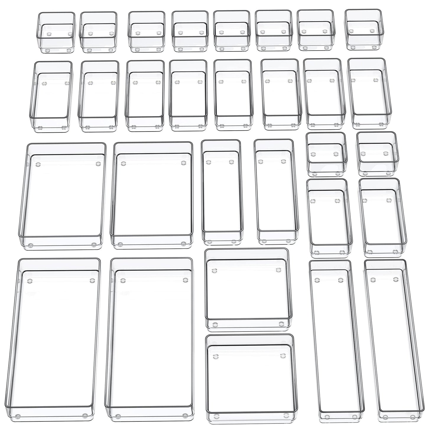 SMARTAKE 30-Piece Drawer Organizer with Non-Slip Silicone Pads, 7-Size