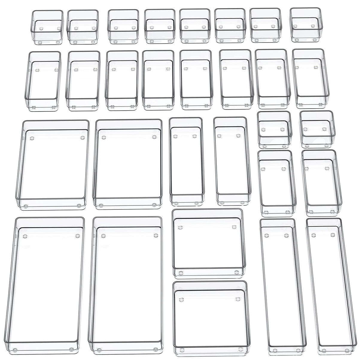 SMARTAKE 30-Piece Drawer Organizer with Non-Slip Silicone Pads, 7-Size