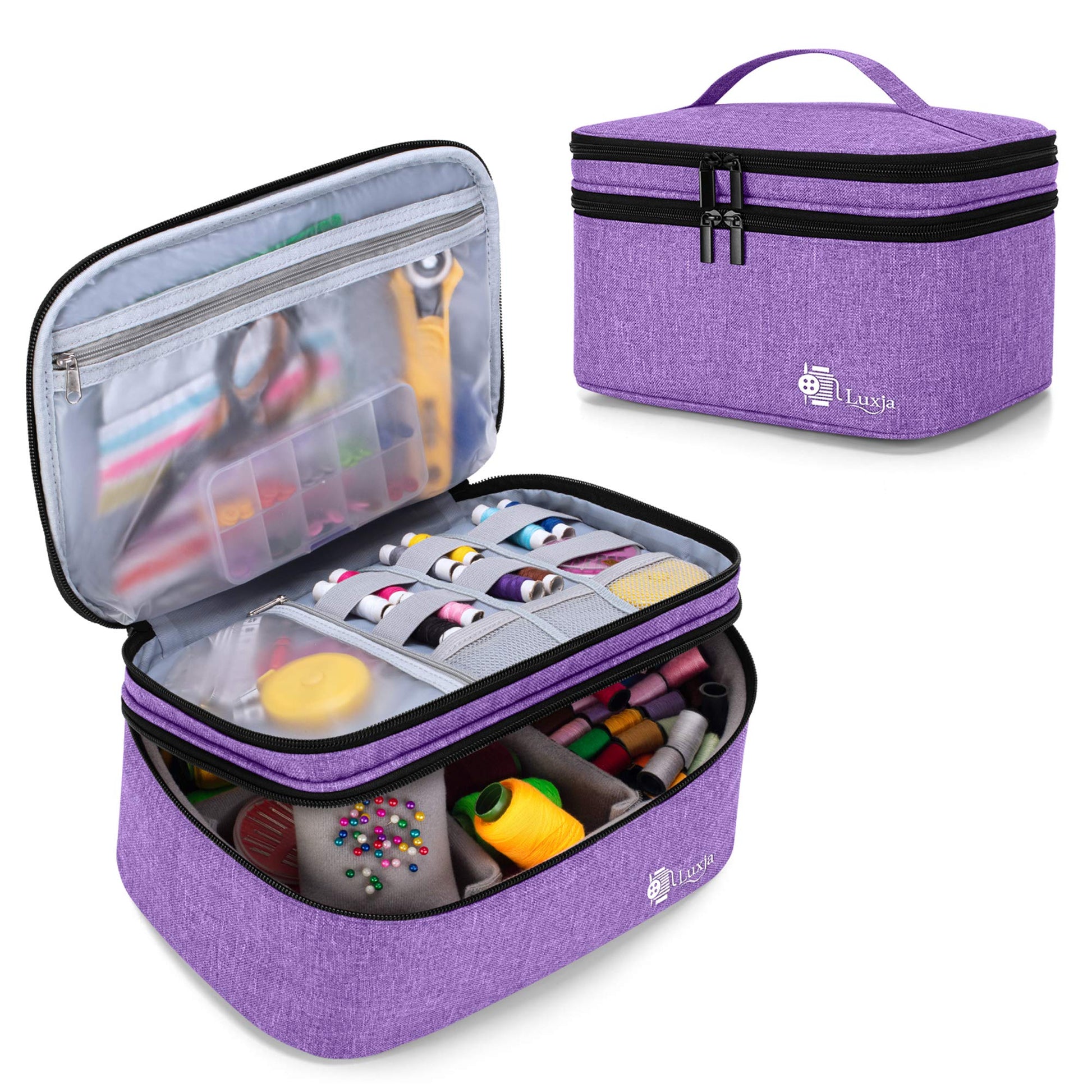 Luxja Double-Layer Large Sewing Organizer, Purple