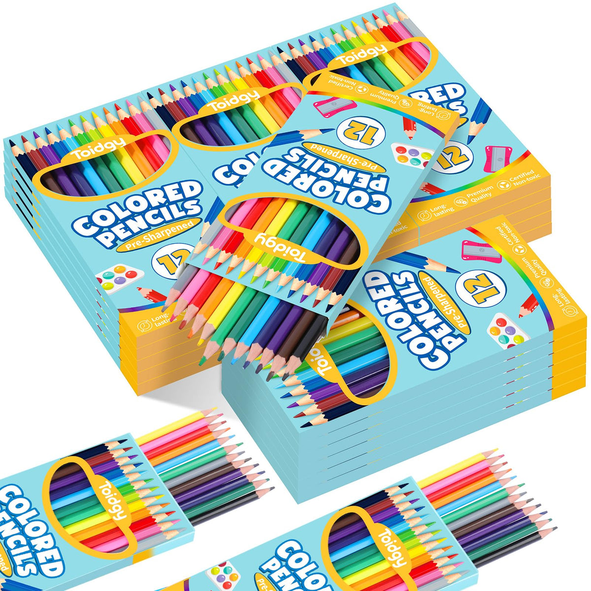 288 Count Colored Pencils Bulk, 24 Packs Colored Pencils for Kids 12 Colors, Pre-sharpened Coloring