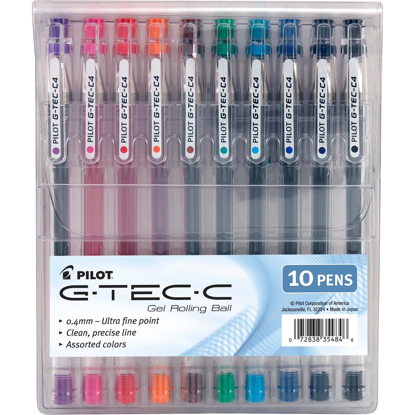 PILOT G-Tec-C Gel Ink Rolling Ball Pens, Ultra Fine Point (0.4mm), Assorted Color Inks, 10-Pack