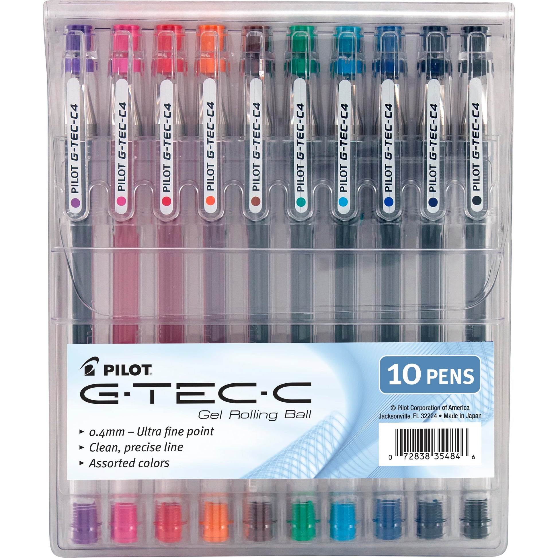 PILOT G-Tec-C Gel Ink Rolling Ball Pens, Ultra Fine Point (0.4mm), Assorted Color Inks, 10-Pack
