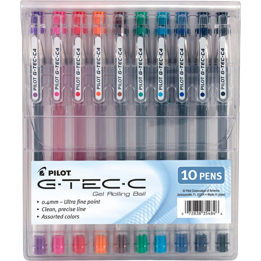 PILOT G-Tec-C Gel Ink Rolling Ball Pens, Ultra Fine Point (0.4mm), Assorted Color Inks, 10-Pack