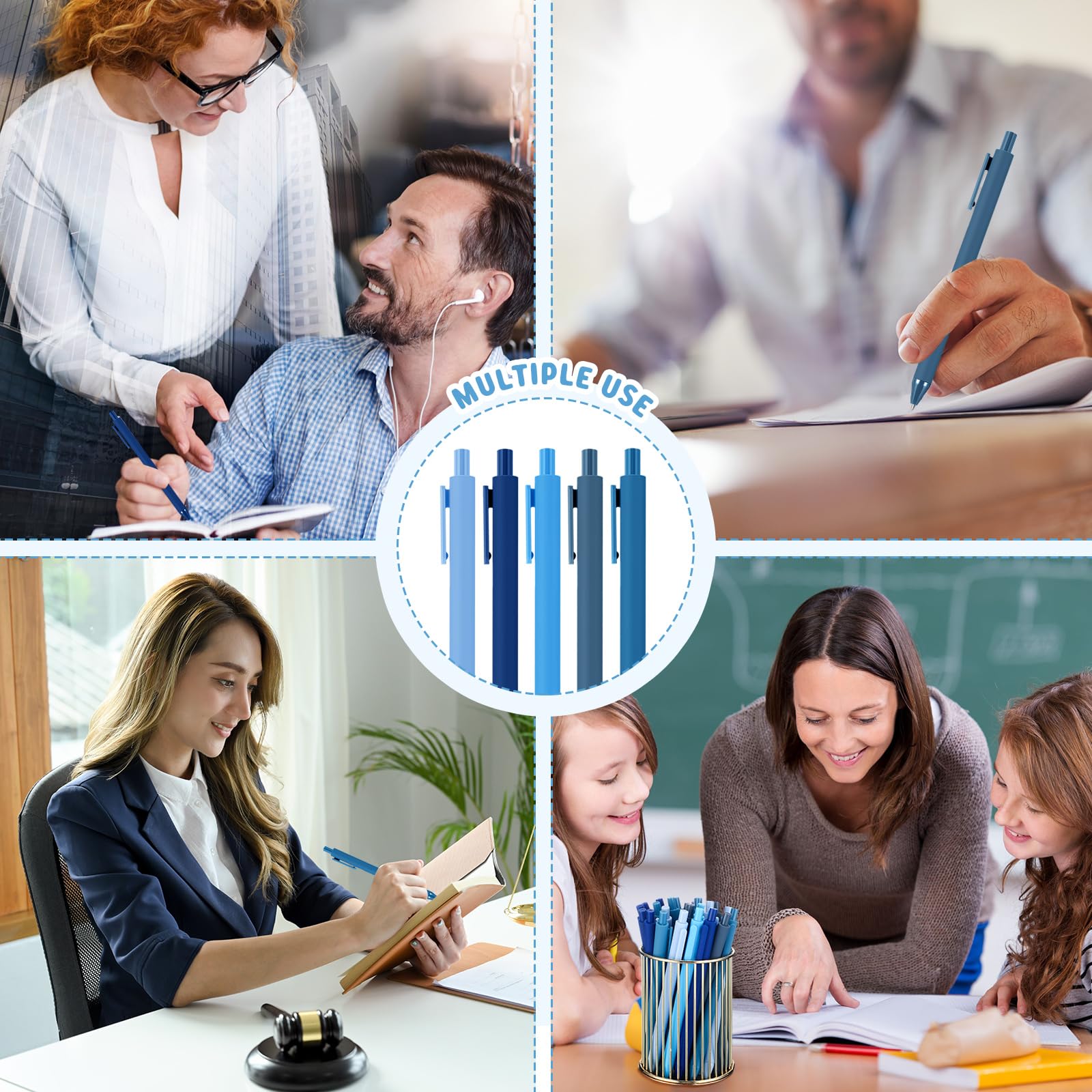 Dinifee 100 Pcs Ballpoint Gel Pens Bulk Retractable, Blue Series