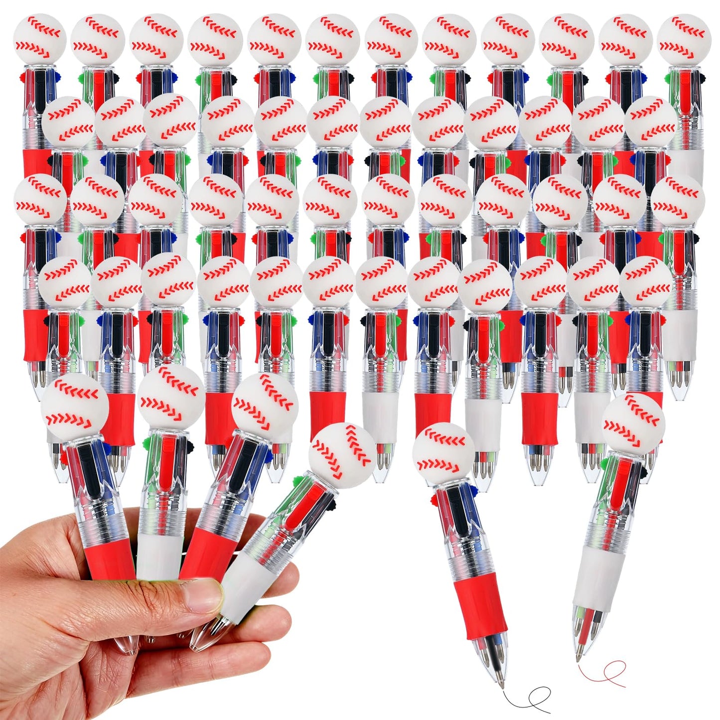 Zhirlyn Baseball Party Favors baseball Pens Multicolor Pen in One Cute Fun 4-in-1 Pens Bulk Cool