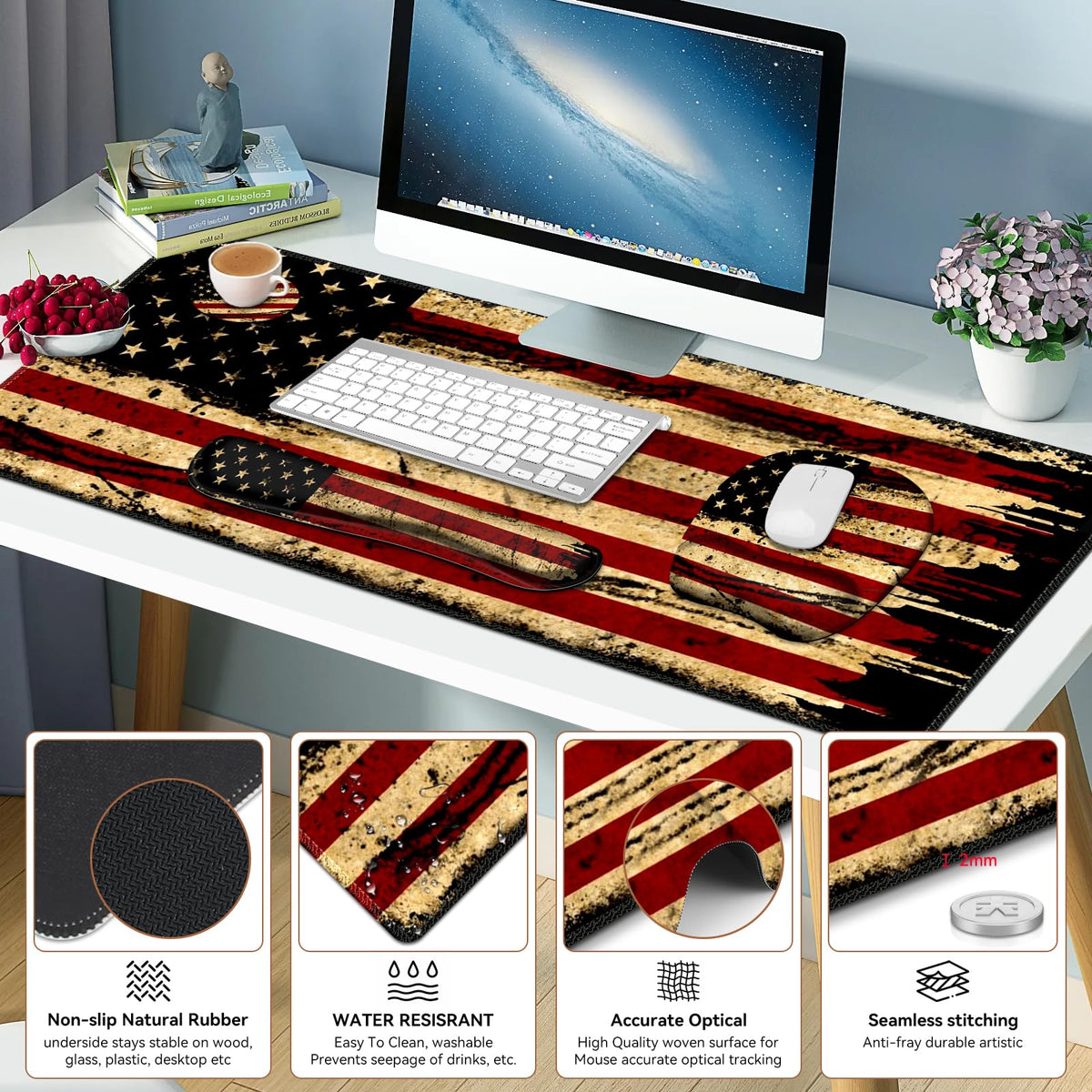 NXZGO Large Mouse Pad with Wrist Support 4in1 Set, XXL Game Mousepad + Keyboard Wrist Rest+Mouse