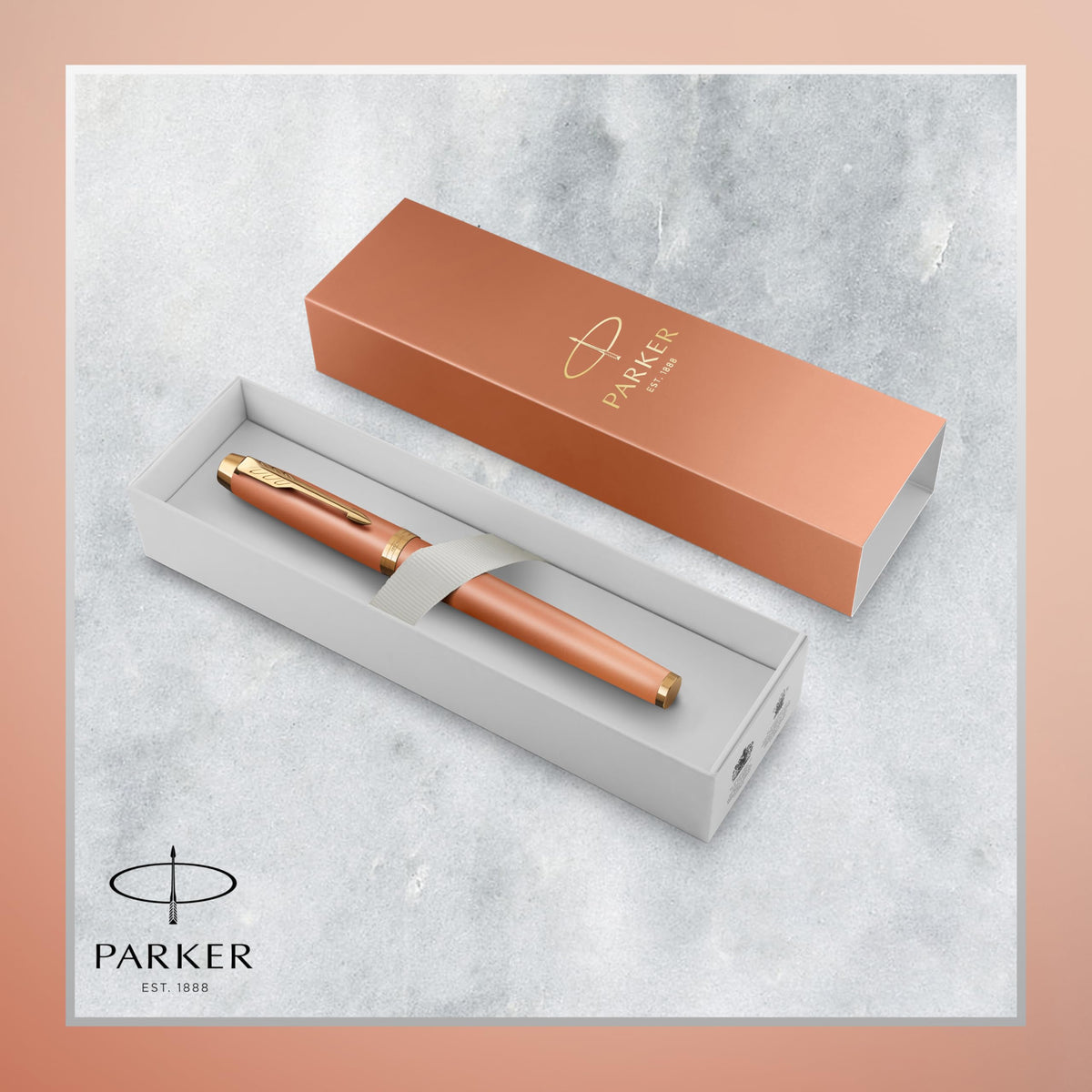 PARKER IM Writing Rituals Fountain Pen, Vibrant Orange Case with Colour Gradient and Gold Trims