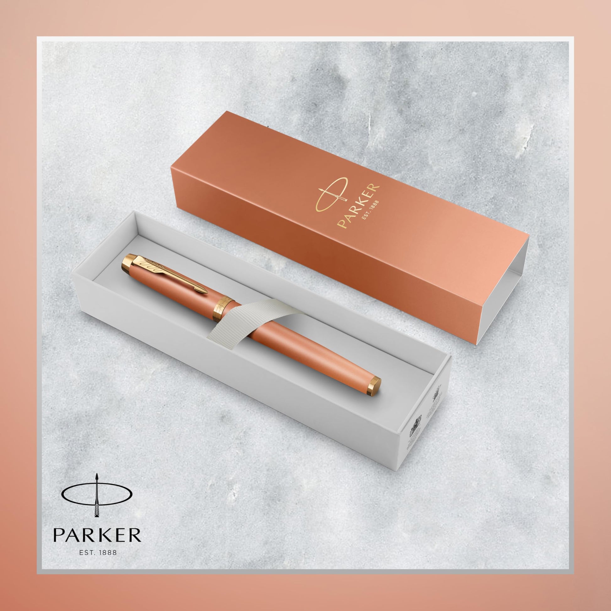 PARKER IM Writing Rituals Fountain Pen, Vibrant Orange Case with Colour Gradient and Gold Trims