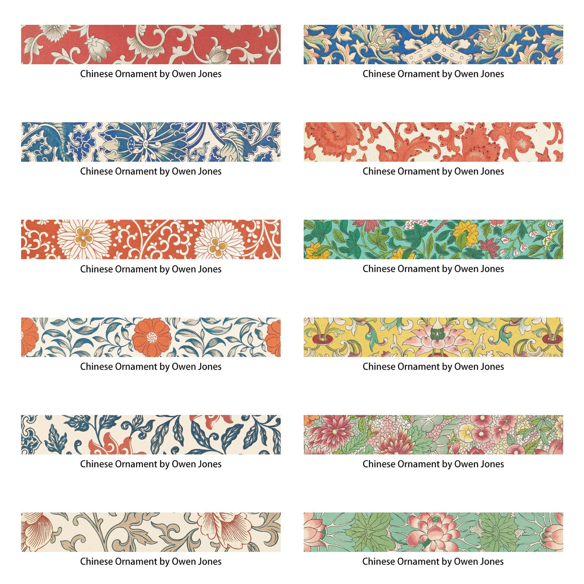 Berkin Arts 12 Rolls Art Floral Designs Washi Tape Set - 15 mm Wide Decorative Adhesive Masking