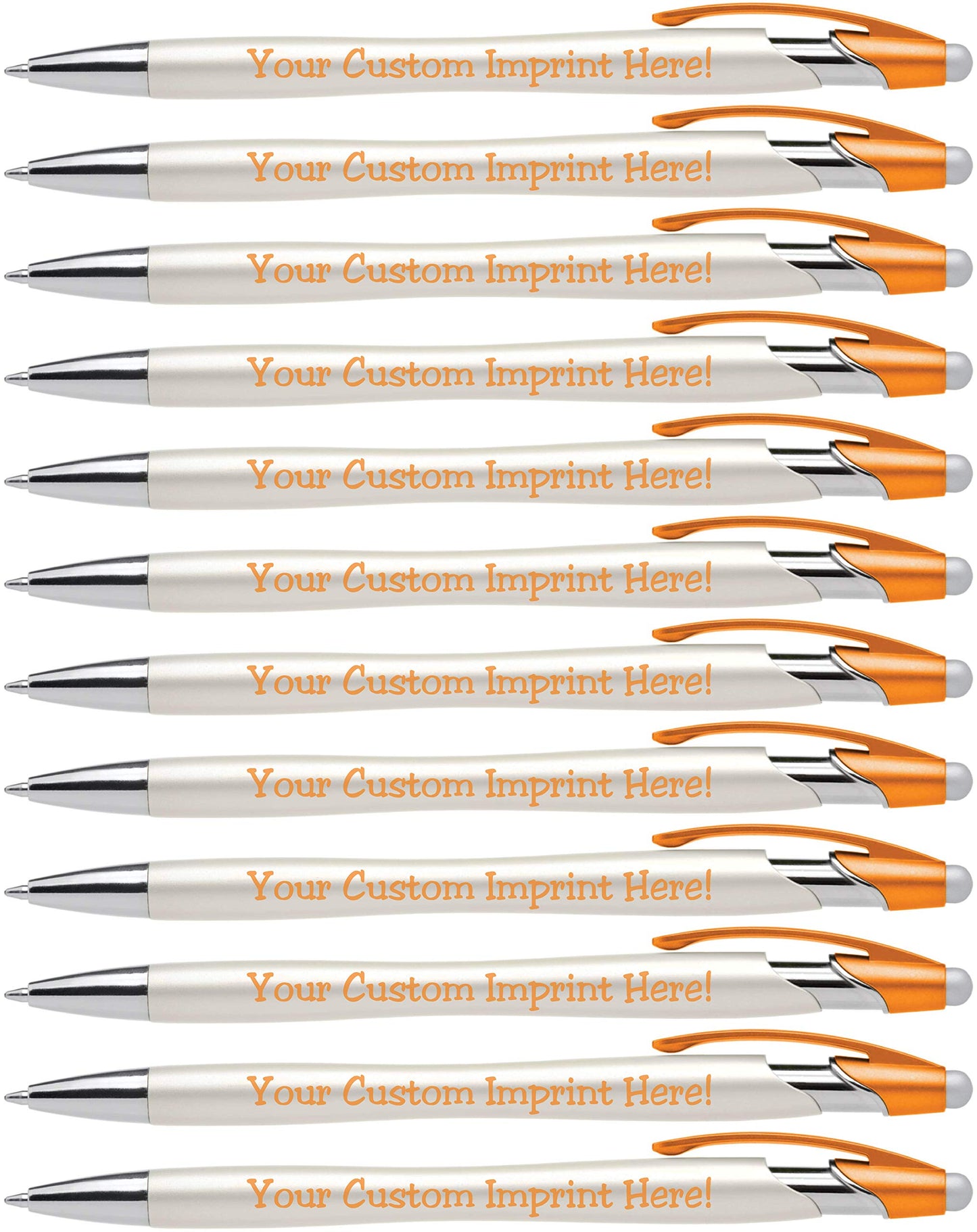 Custom Pens with Stylus - The Pearl - Personalized Metallic Printed Name Pens with Black Ink