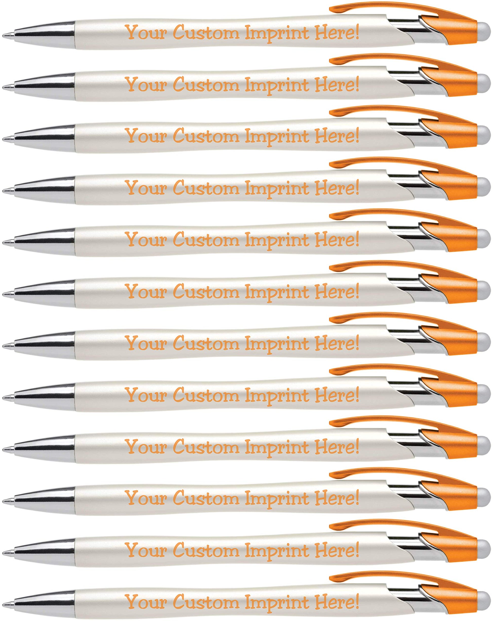 Custom Pens with Stylus - The Pearl - Personalized Metallic Printed Name Pens with Black Ink
