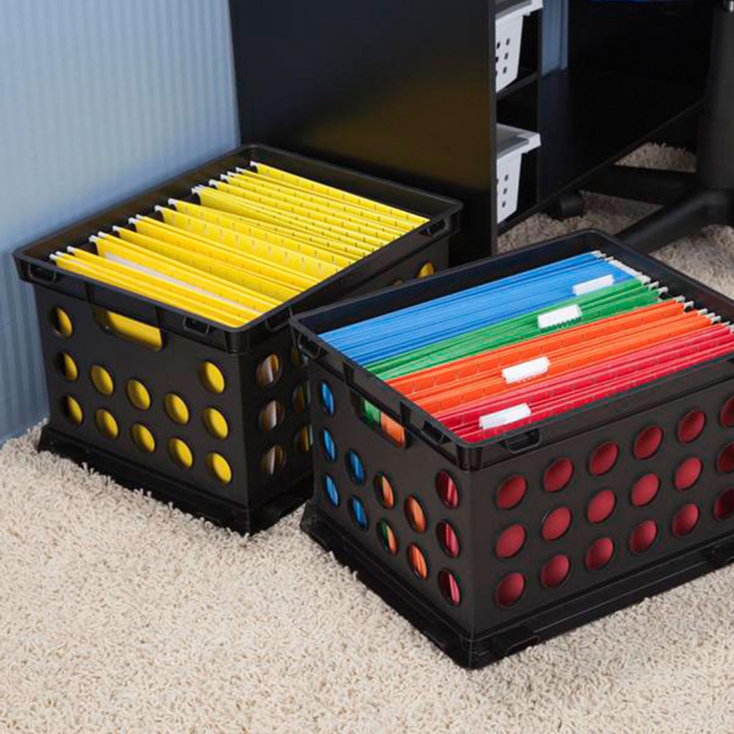 Sterilite File Crate, Stackable Plastic Storage Bin with Handles, Organize Files at Home, Garage