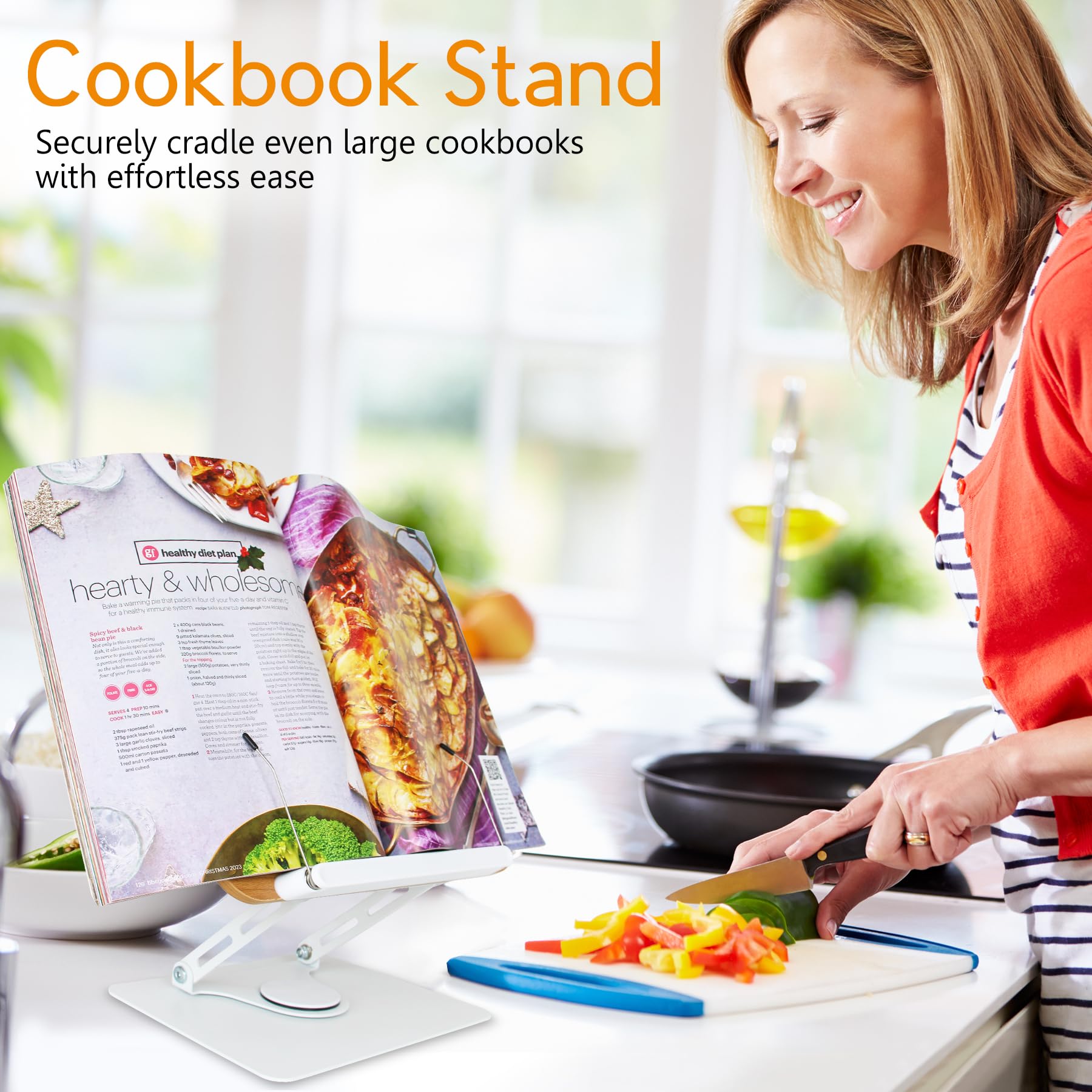 trophable Book Stand for Reading Cookbook Stand Book Holder with 360 Rotating Base Page Clips Book