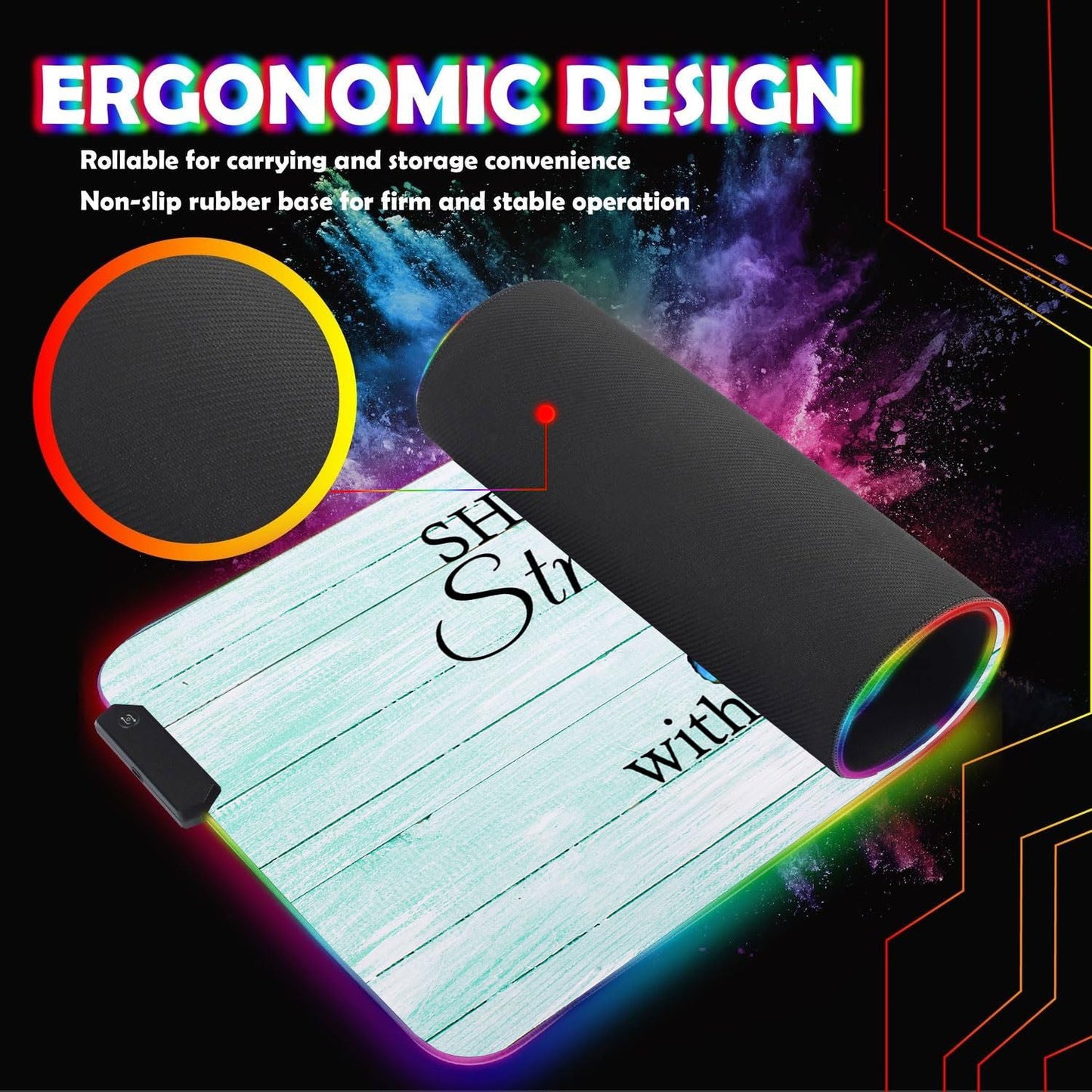 CICPLKSE Customized RGB Gaming Mouse Pad and Coffee Coaster,Large Glowing Led Anti-Slip Rubber Base