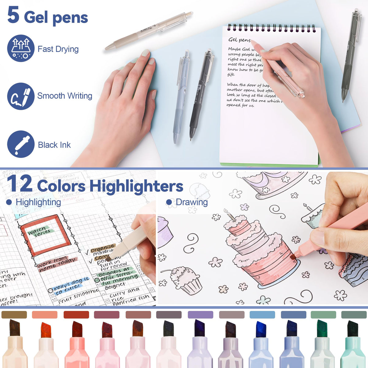 DazSpirit 61PCS Aesthetic College School Supplies Set with Cute Pencil Case