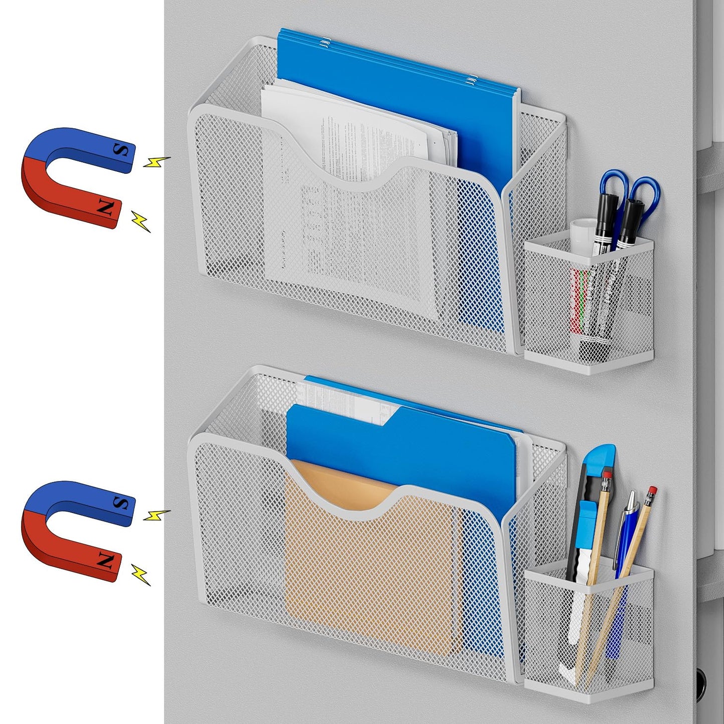 JANE EYRE Magnetic File Organizer - 2pcs File Holders&2pcs Pen Holders