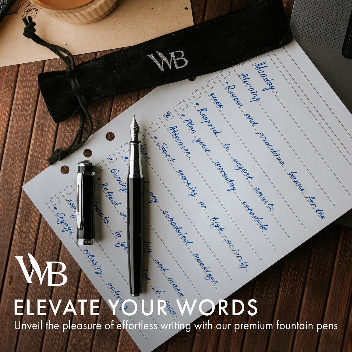 Wordsworth & Black Fountain Pen Set for Writing,Extra Fine Nib,Black Chrome