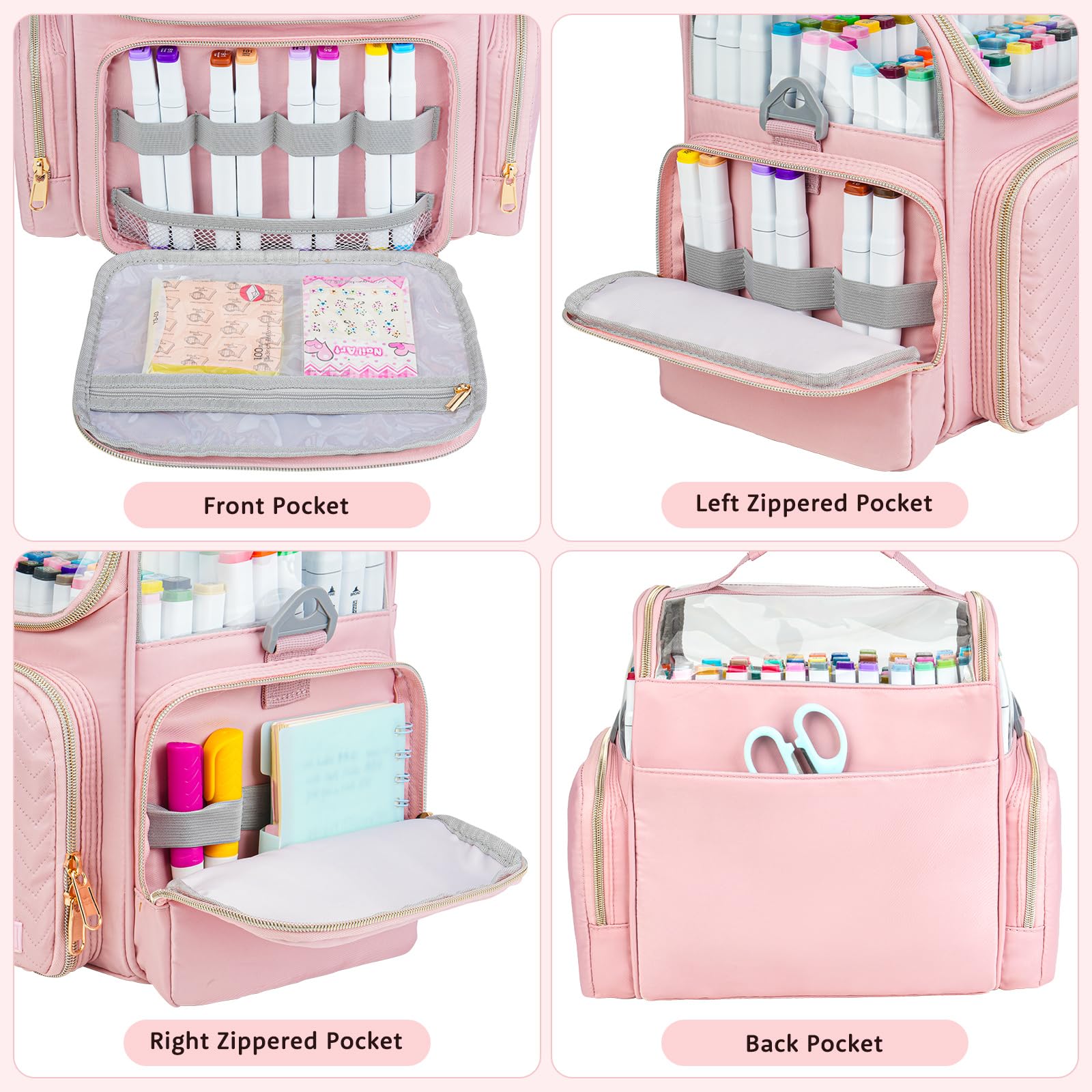 ZIOZERTT Marker Organizer Case for 200+ Markers,Travel Marker Storage Bag with Dividers,Marker