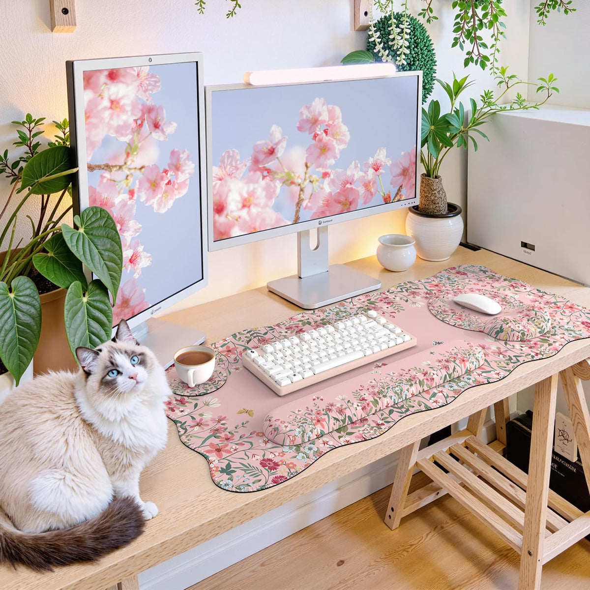 iCasso Pink Keyboard Mat 35.4"x15.7", Desk Protector for Classroom