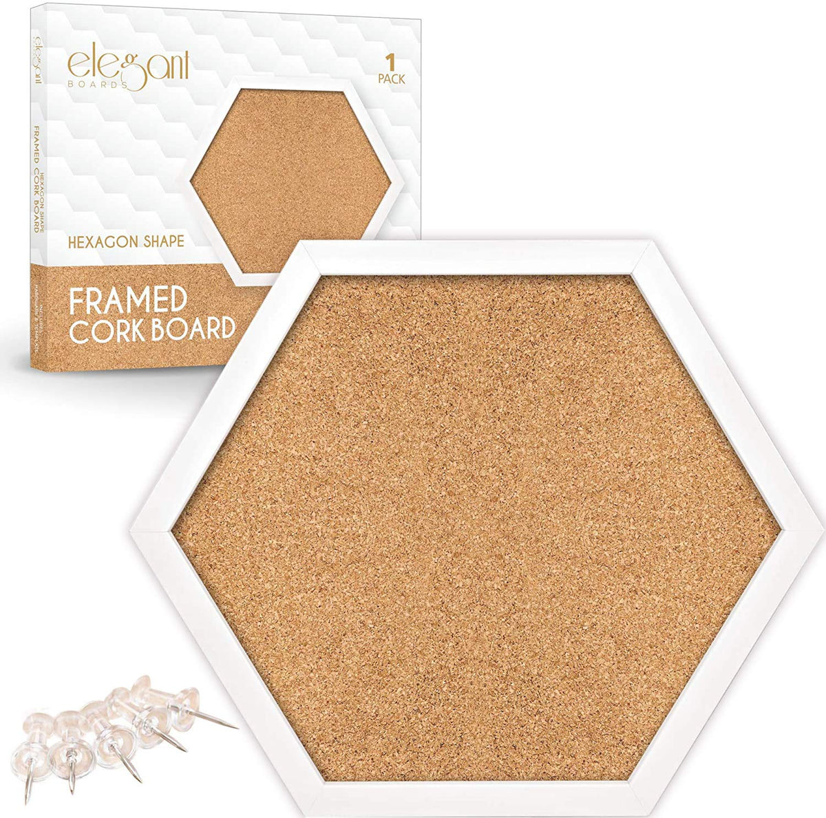 Cork Board Hexagon Diamond Shape White Framed Bulletin Board Modern Decorative Corkboard for Walls