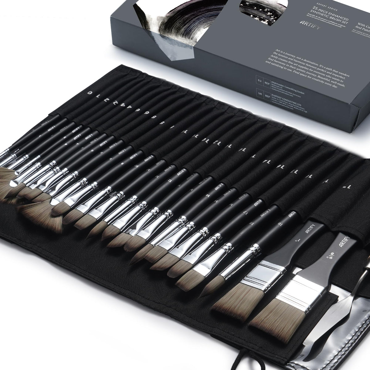 ARTIFY 25 Pieces Professional Paint Brush Set – Expert Series Synthetic Nylon Brushes for Acrylic