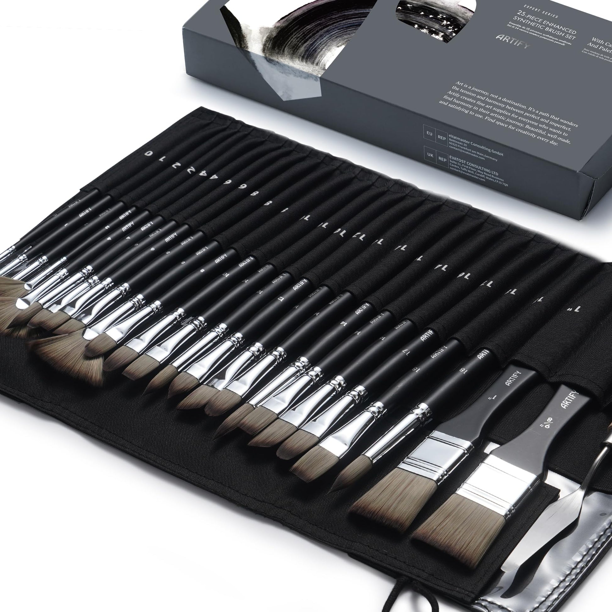 ARTIFY 25 Pieces Professional Paint Brush Set – Expert Series Synthetic Nylon Brushes for Acrylic