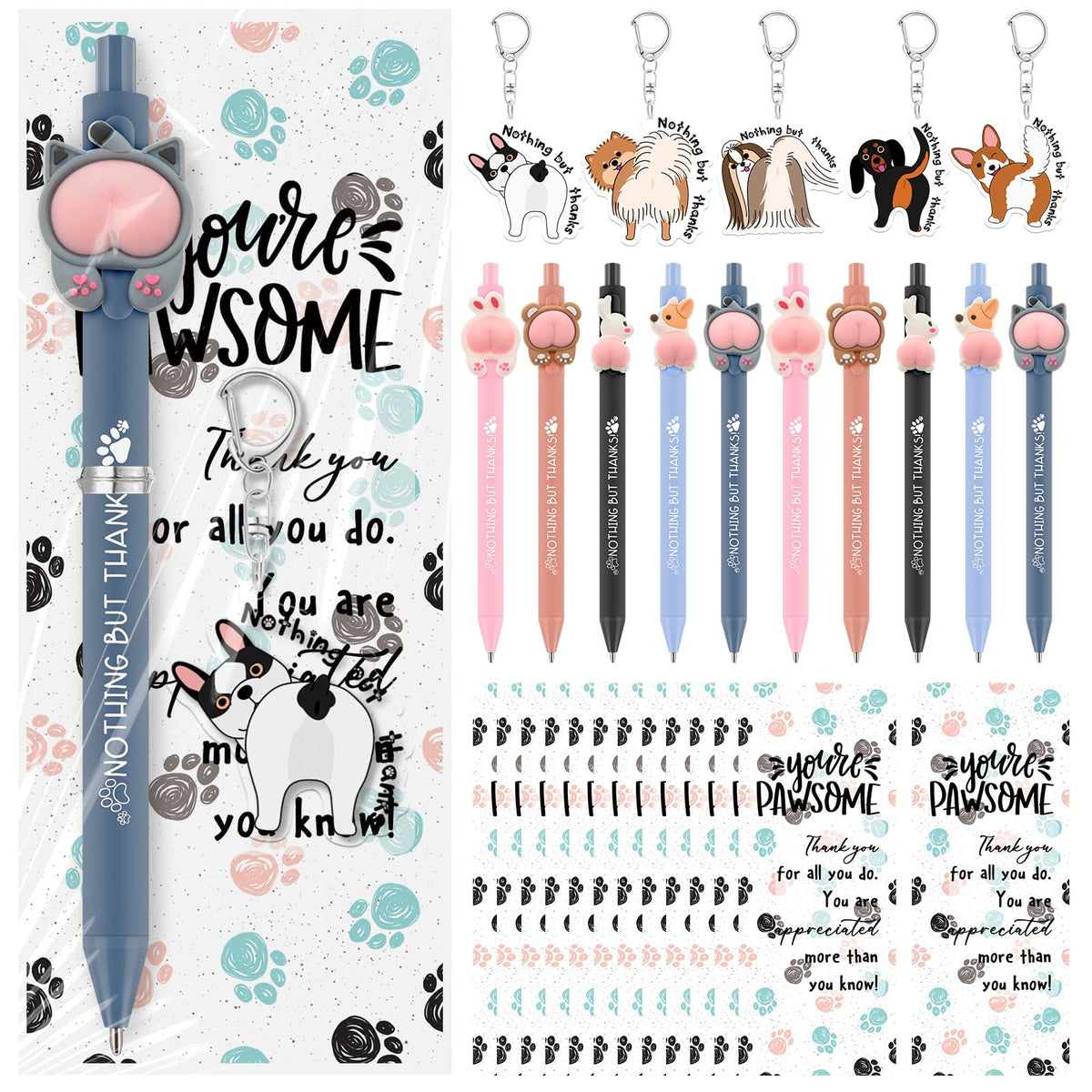 Sayglossy 30 Set Vet Tech Gifts Pens Keychains Cards Veterinary Assistant