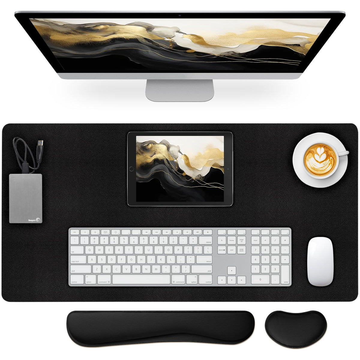 Meetcolor Desk Mat Set,3-in-1 Mouse Pad with Wrist Rest and Keyboard Pad