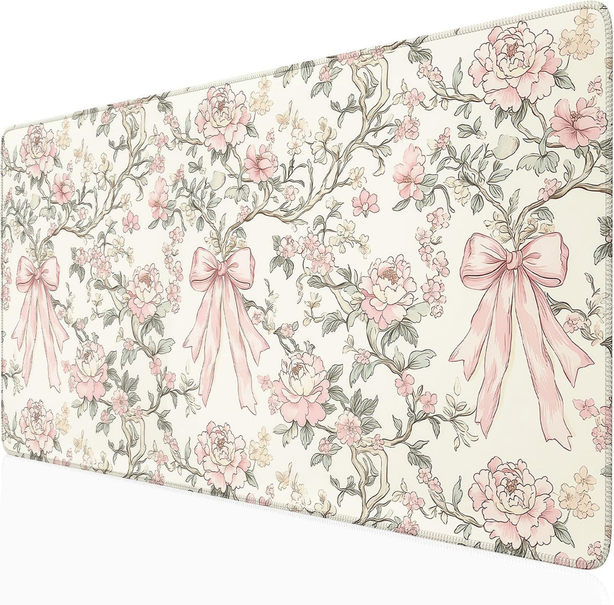 Nasdalgias Floral Desk Mat Vintage Chinoiserie Large Mouse Pad Coquette Aesthetic Office Decor