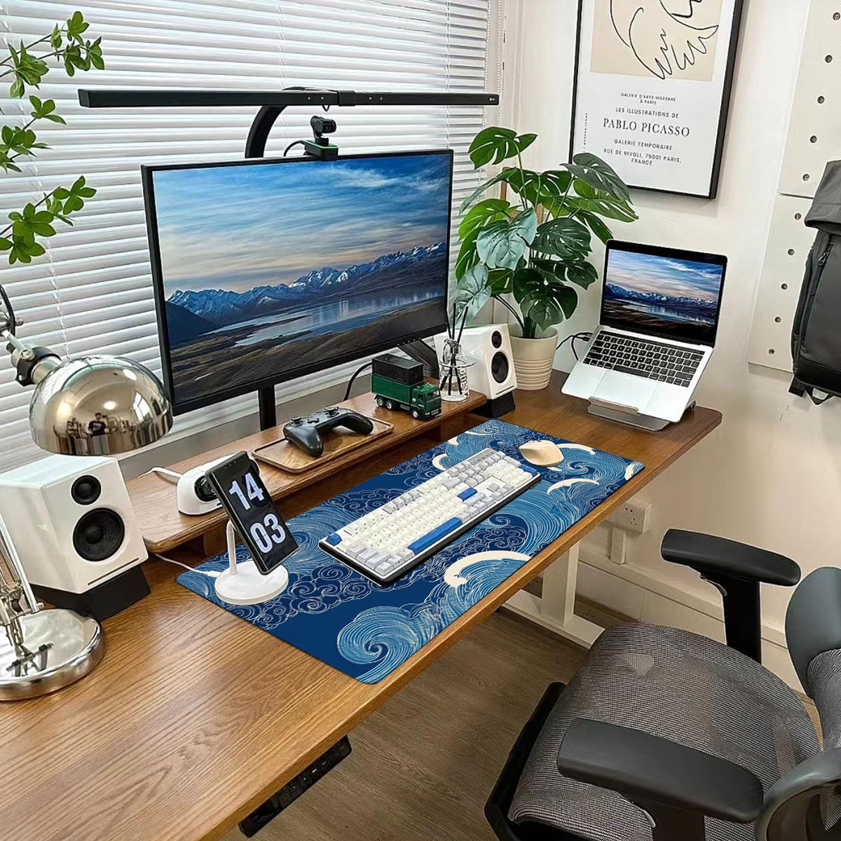 Desk Mat Mouse Pad Gaming Desk Pad XL Large Mouse Mat Office Decor Accessories (Blue B)