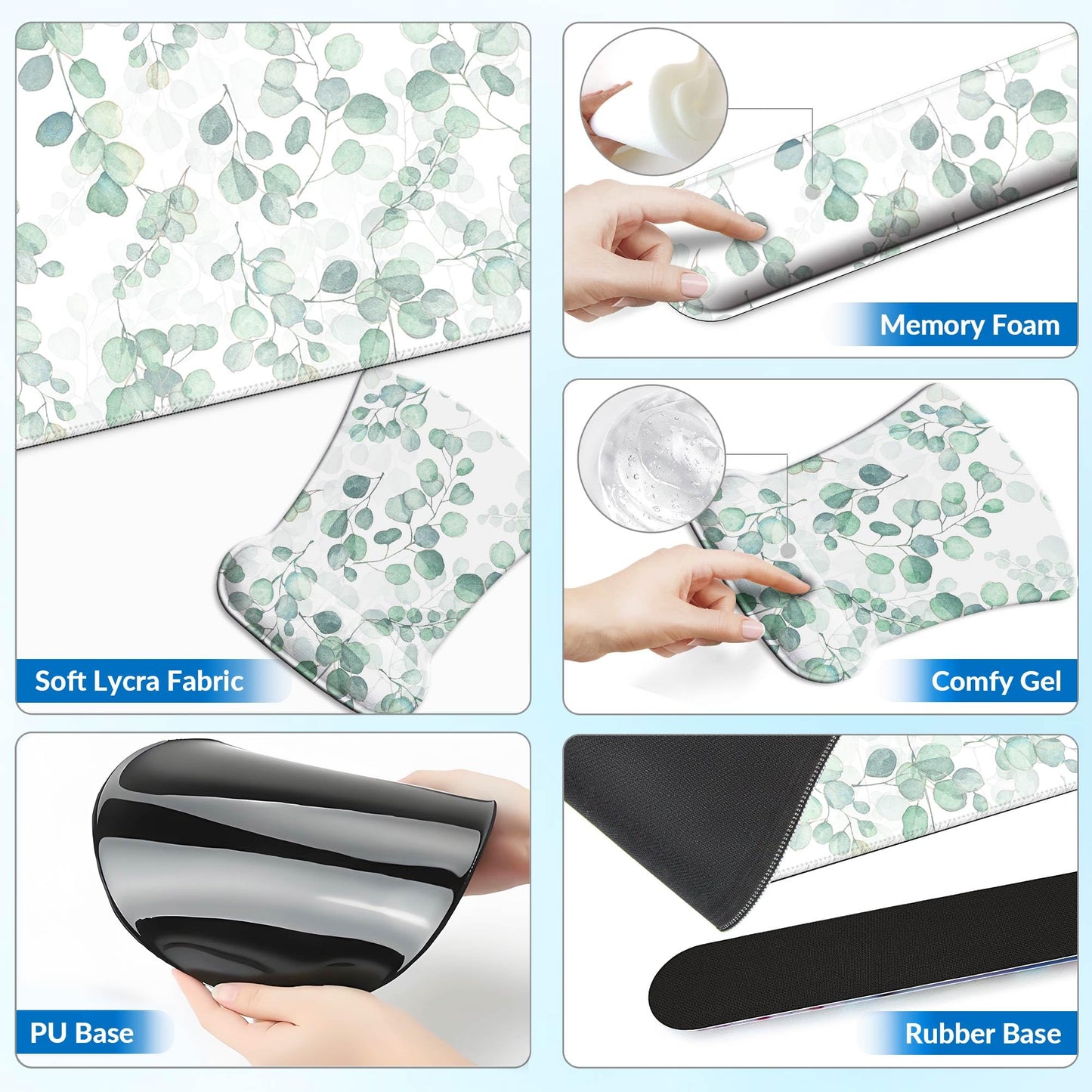 VINEBURY Desk Mat Set Keyboard and Mouse Pad with Wrist Rest Support