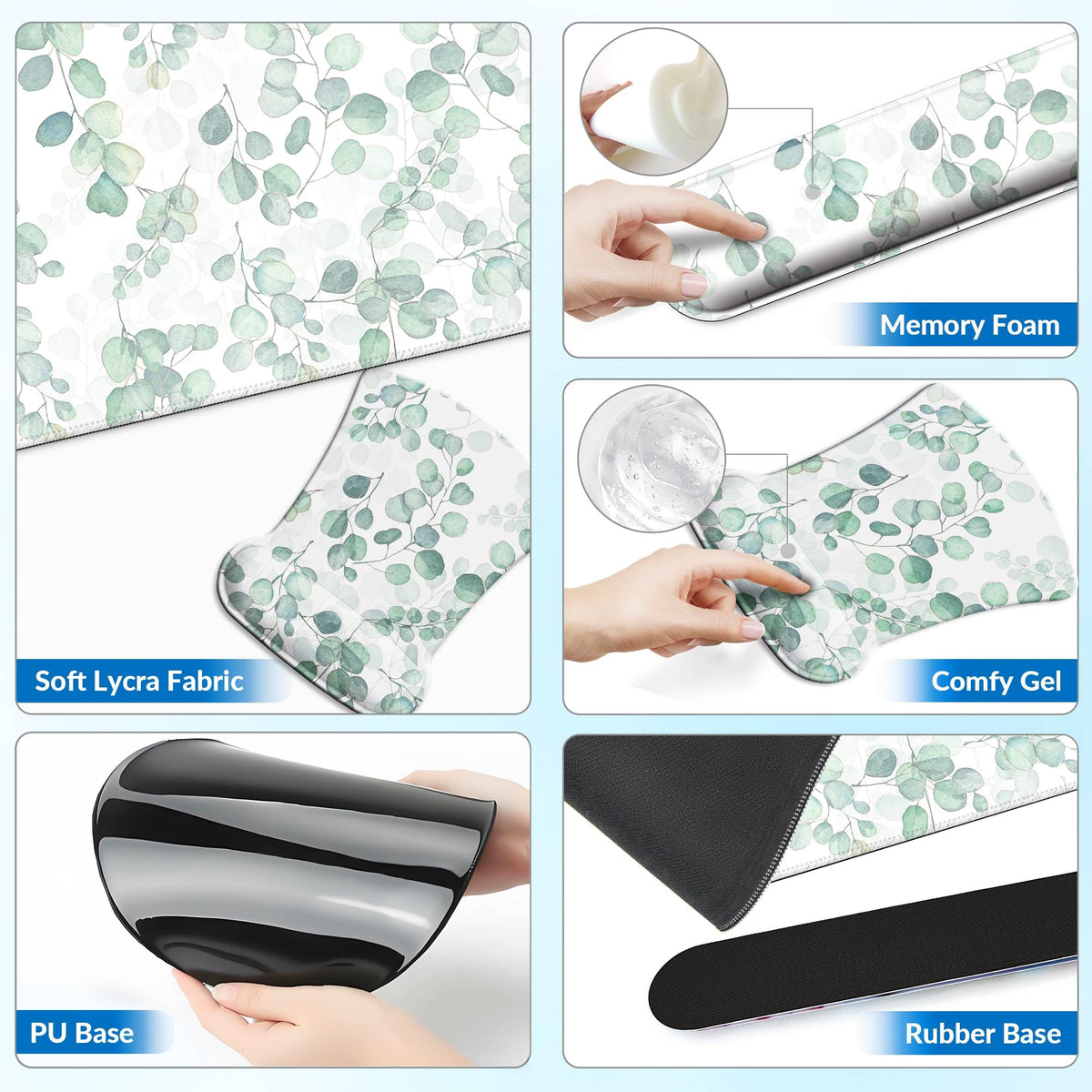 VINEBURY Desk Mat Set Keyboard and Mouse Pad with Wrist Rest Support