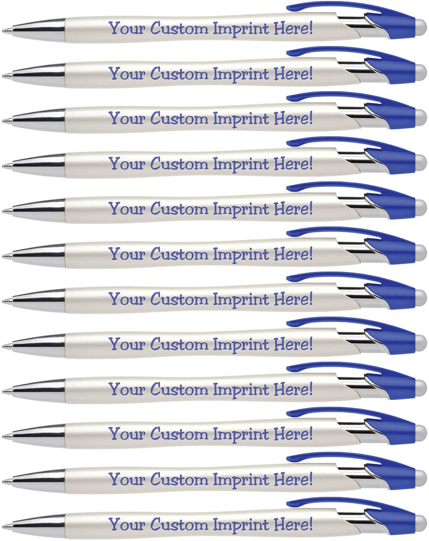 Custom Pens with Stylus - The Pearl - Personalized Metallic Printed Name Pens with Black Ink