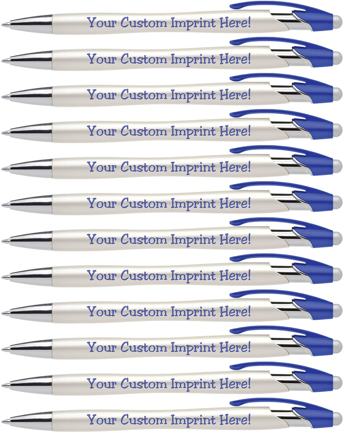 Custom Pens with Stylus - The Pearl - Personalized Metallic Printed Name Pens with Black Ink