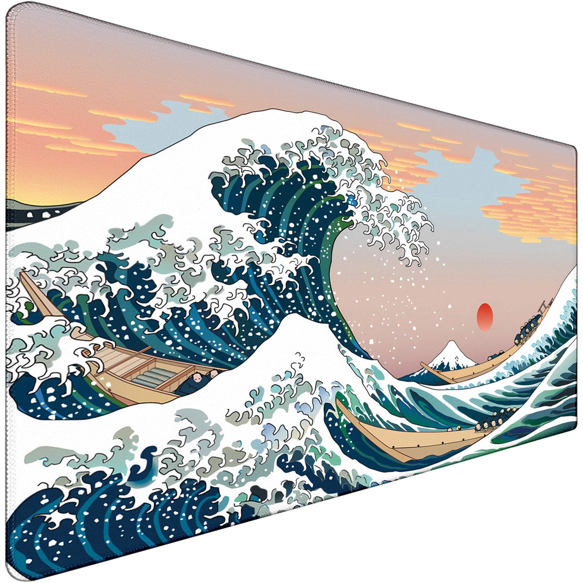 Japanese Large Gaming Mouse Pad with Extended Stitched Edges, 31.5X15.7In Durable Non-Slip Natural