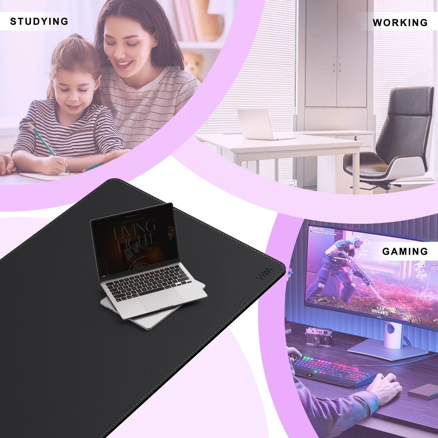 VYAAA Leather Desk Mat, 51"×27.5" Large Mouse Pad, Desktop Protector for Desk, Multifunctional