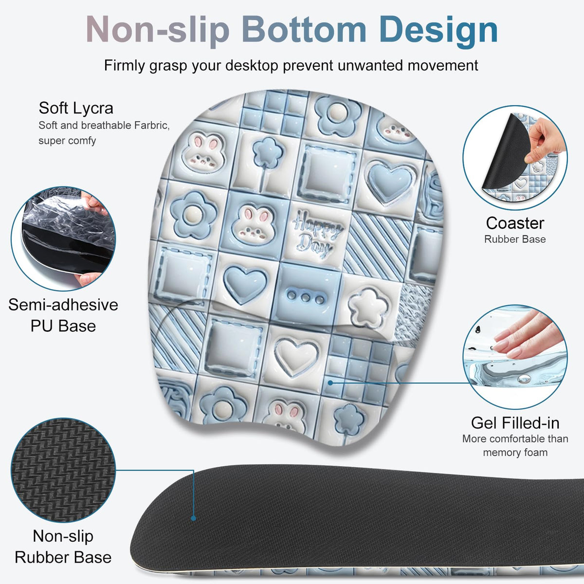 4 in 1 Large Mouse Pad, Keyboard Wrist Rest Set, Ergonomic Mouse Pad with Wrist Support, Desk Mat