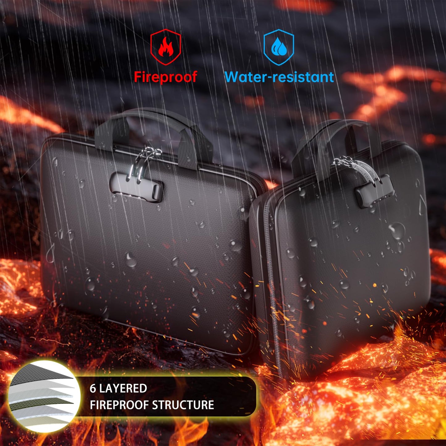 Tamfile Fireproof File Organizer with Lock,Hard Case Fireproof Document Box