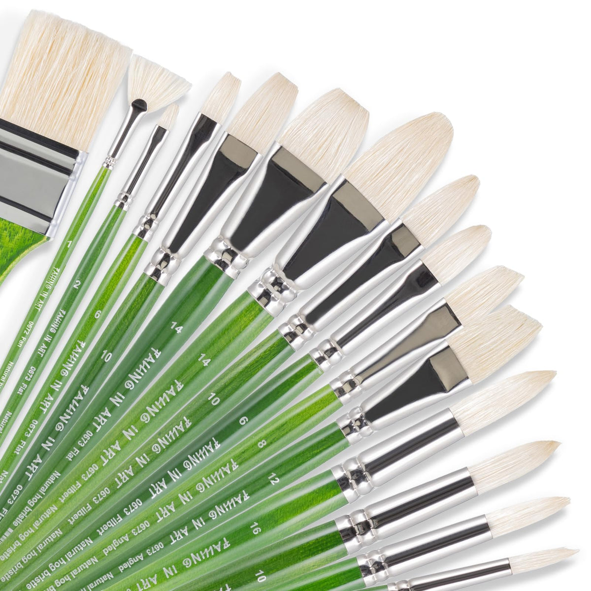 Falling in Art 15 Pcs Professional Oil Paint Brush Set, Natural Hog Bristle