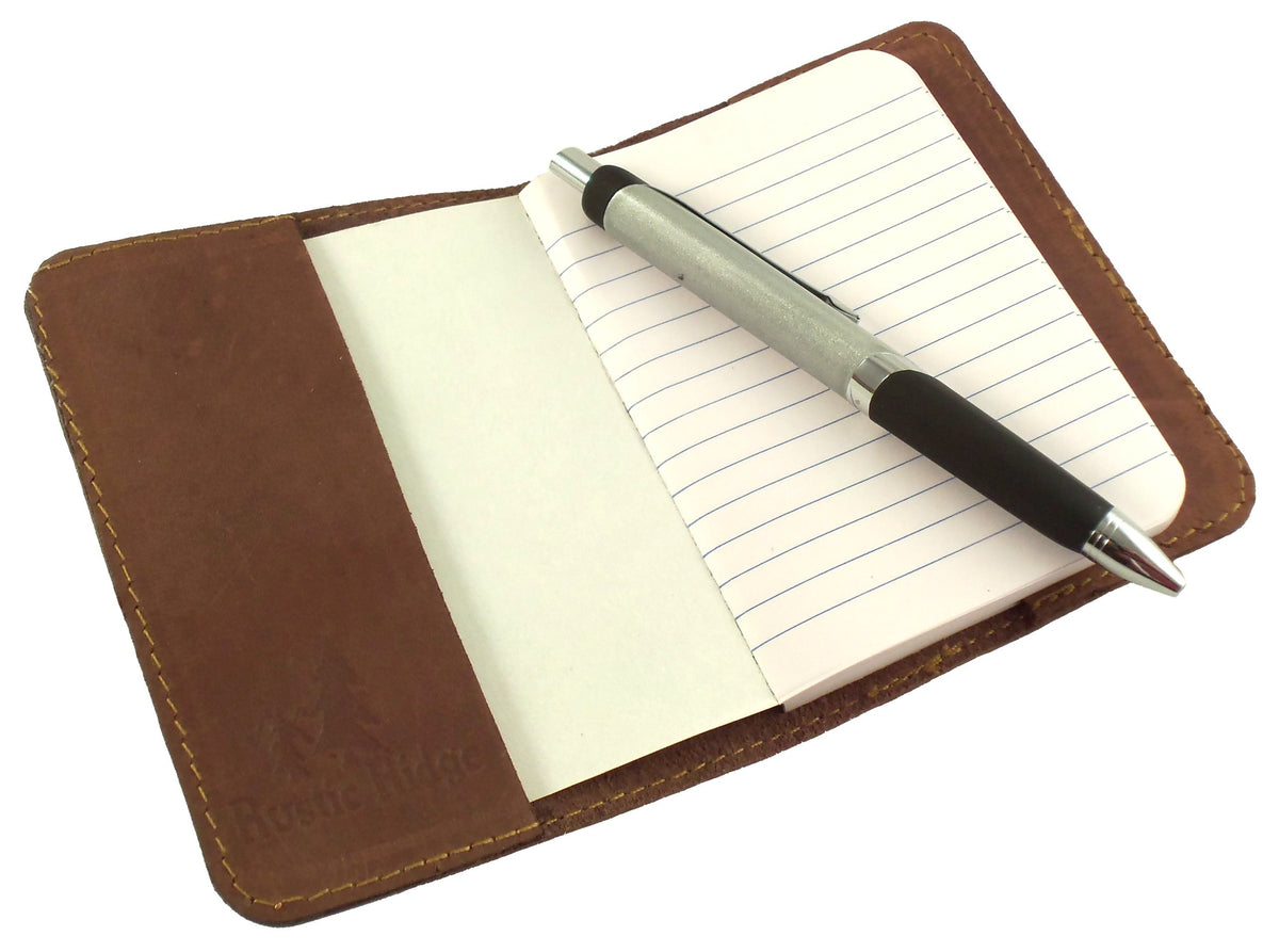 Rustic Ridge Leather Refillable Leather Pocket Notebook - Mini Composition Cover - Fits Standard
